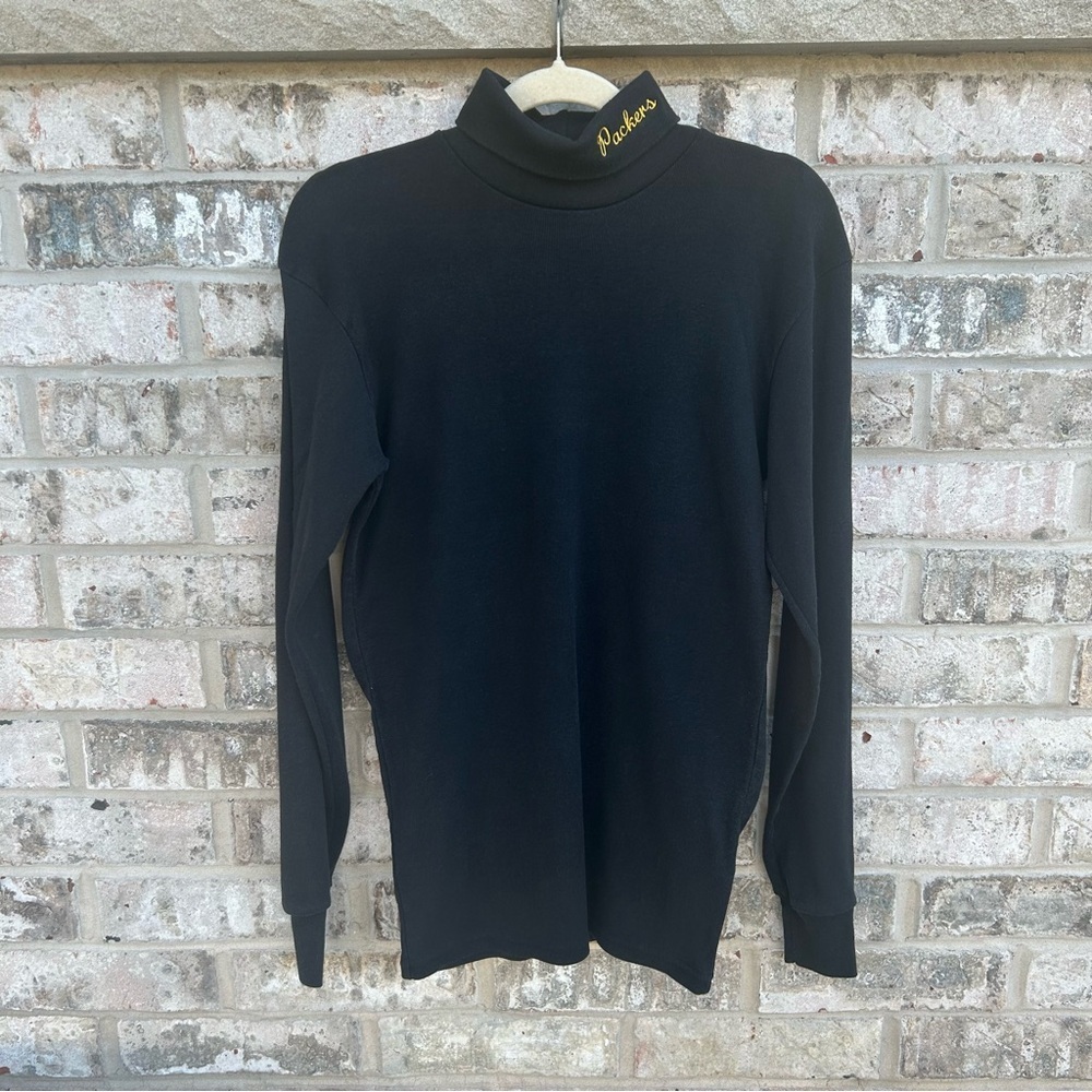 Vintage 90s Majestic Green Bay Packers Turtleneck Black L Made USA